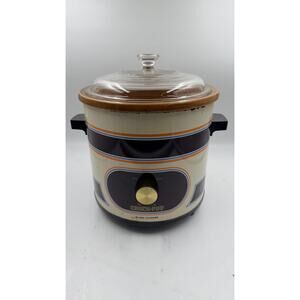 VTG Rival Crock Pot 3 1/2 Quart Slow Cooker w Glass Lid Model 3100 Almond Orange